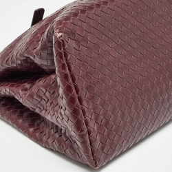 Pre Owned Bottega Veneta Burgundy Intrecciato Leather Medium Roma Tote