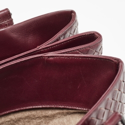 Pre Owned Bottega Veneta Burgundy Intrecciato Leather Medium Roma Tote