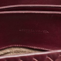 Pre Owned Bottega Veneta Burgundy Intrecciato Leather Medium Roma Tote
