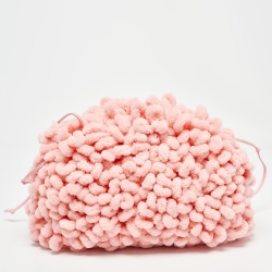 Pre Owned Bottega Veneta Pink Chenille Fabric Pouch Clutch