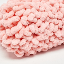 Pre Owned Bottega Veneta Pink Chenille Fabric Pouch Clutch