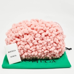 Pre Owned Bottega Veneta Pink Chenille Fabric Pouch Clutch