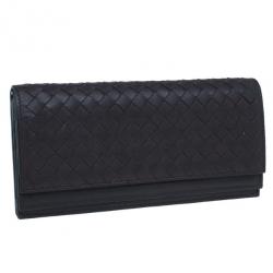 Pre Owned Bottega Veneta Brown Ebana Intrecciato Nappa Continental Wallet