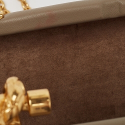 Pre Owned Bottega Veneta Beige Intrecciato Leather Knot Chain Clutch