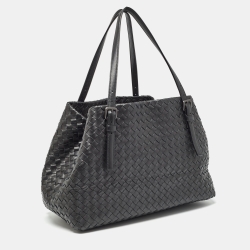 Pre Owned Bottega Veneta Black Intrecciato Leather Cesta Tote