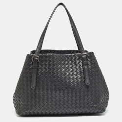 Pre Owned Bottega Veneta Black Intrecciato Leather Cesta Tote