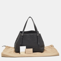 Pre Owned Bottega Veneta Black Intrecciato Leather Cesta Tote