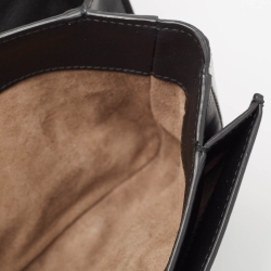 Pre Owned Bottega Veneta Black/Gold Intrecciato Leather and Ayers Flap Chain Bag