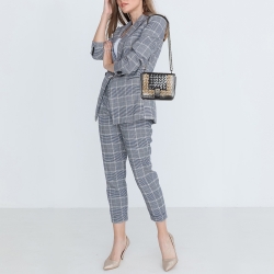 Pre Owned Bottega Veneta Black/Gold Intrecciato Leather and Ayers Flap Chain Bag