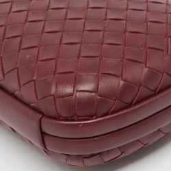 Pre Owned Bottega Veneta Red Intrecciato Leather Knot Chain Clutch