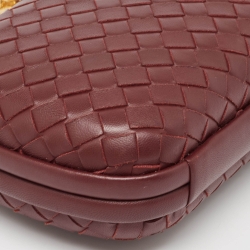 Pre Owned Bottega Veneta Red Intrecciato Leather Knot Chain Clutch