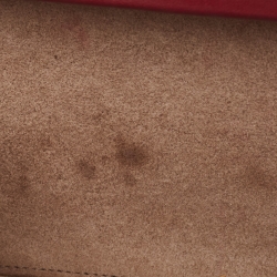 Pre Owned Bottega Veneta Red Intrecciato Leather Knot Chain Clutch