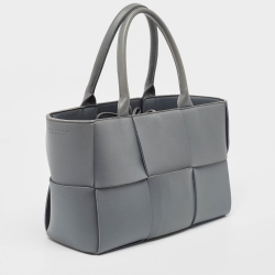 Pre Owned Bottega Veneta Grey Intrecciato Leather Medium Arco Tote