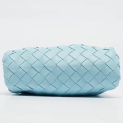 Pre Owned Bottega Veneta Light Blue Intrecciato Leather Mini The Pouch Bag