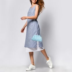 Pre Owned Bottega Veneta Light Blue Intrecciato Leather Mini The Pouch Bag