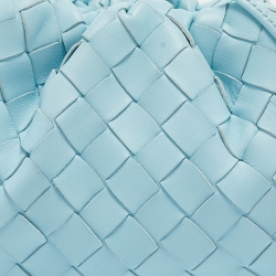 Pre Owned Bottega Veneta Light Blue Intrecciato Leather Mini The Pouch Bag
