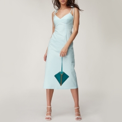 Pre Owned Bottega Veneta Green Leather Spazzolato Pyramid Bag