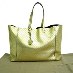 Pre Owned Bottega Veneta Gold Intrecciomirage Tote
