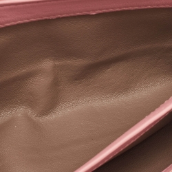 Pre Owned Bottega Veneta Light Pink Intrecciato Leather Flap Chain Clutch