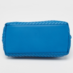 Pre Owned Bottega Veneta Blue Intrecciato Leather Tote