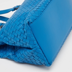 Pre Owned Bottega Veneta Blue Intrecciato Leather Tote