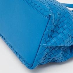 Pre Owned Bottega Veneta Blue Intrecciato Leather Tote