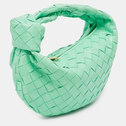 مملوكة مسبقًا Bottega Veneta Green Intrecciato Leather Mini Jodie Hobo
