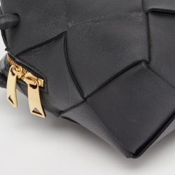 Pre Owned Bottega Veneta Black Intreciatto Leather Mini Cassette Camera Bag