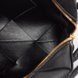 Pre Owned Bottega Veneta Black Intreciatto Leather Mini Cassette Camera Bag