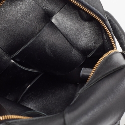 Pre Owned Bottega Veneta Black Intreciatto Leather Mini Cassette Camera Bag