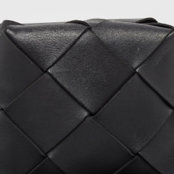 Pre Owned Bottega Veneta Black Intreciatto Leather Mini Cassette Camera Bag