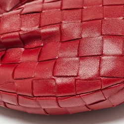 Pre Owned Bottega Veneta Red Intrecciato Leather Mini Jodie Hobo