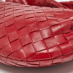 Pre Owned Bottega Veneta Red Intrecciato Leather Mini Jodie Hobo