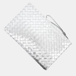 Pre Owned Bottega Veneta Silver Mesh Clutch Bag