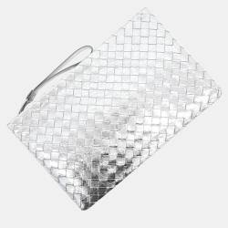 Pre Owned Bottega Veneta Silver Mesh Clutch Bag