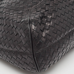 Pre Owned Bottega Veneta Black Intrecciato Leather Ball Hobo