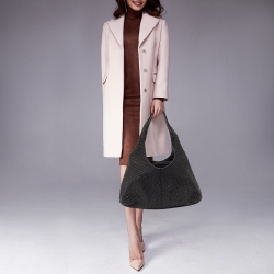 Pre Owned Bottega Veneta Black Intrecciato Leather Ball Hobo