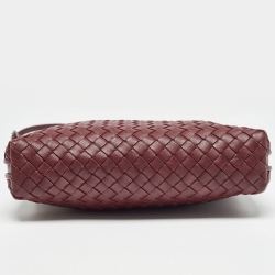 Pre Owned Bottega Veneta Burgundy Intrecciato Leather Nodini Crossbody Bag