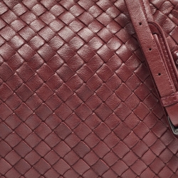 Pre Owned Bottega Veneta Burgundy Intrecciato Leather Nodini Crossbody Bag