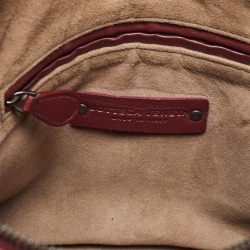 Pre Owned Bottega Veneta Burgundy Intrecciato Leather Nodini Crossbody Bag