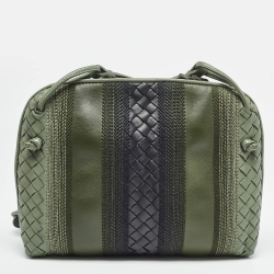 Pre Owned Bottega Veneta Yellow Intrecciato Leather Embroidered Nodini Crossbody Bag
