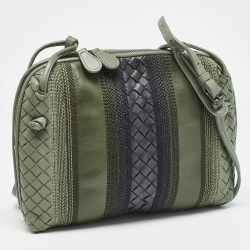 Pre Owned Bottega Veneta Yellow Intrecciato Leather Embroidered Nodini Crossbody Bag