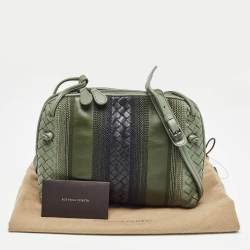 Pre Owned Bottega Veneta Yellow Intrecciato Leather Embroidered Nodini Crossbody Bag