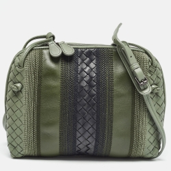 Pre Owned Bottega Veneta Yellow Intrecciato Leather Embroidered Nodini Crossbody Bag