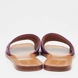 Pre Owned Bottega Veneta Purple Intrecciato Leather Flat Slides Size 38