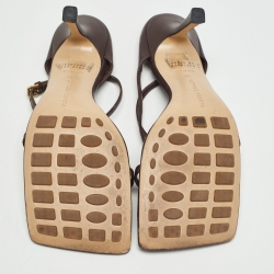 مملوكة مسبقًا Bottega Veneta Brown Leather Ankle Wrap Sandals Size 38
