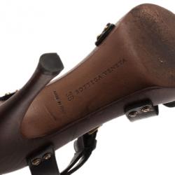 Pre Owned Bottega Veneta Black Leather Strappy Wooden Sandals Size 38