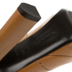 Pre Owned Bottega Veneta Brown Leather Brogue Lace Up Ankle Boots Size 36