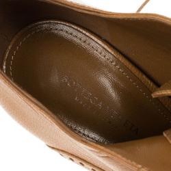 Pre Owned Bottega Veneta Brown Leather Brogue Lace Up Ankle Boots Size 36