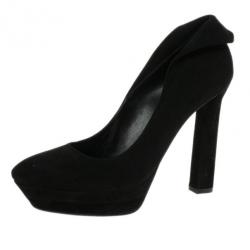 Pre Owned Bottega Veneta Black Suede Collar Detail Platform Pumps Size 41